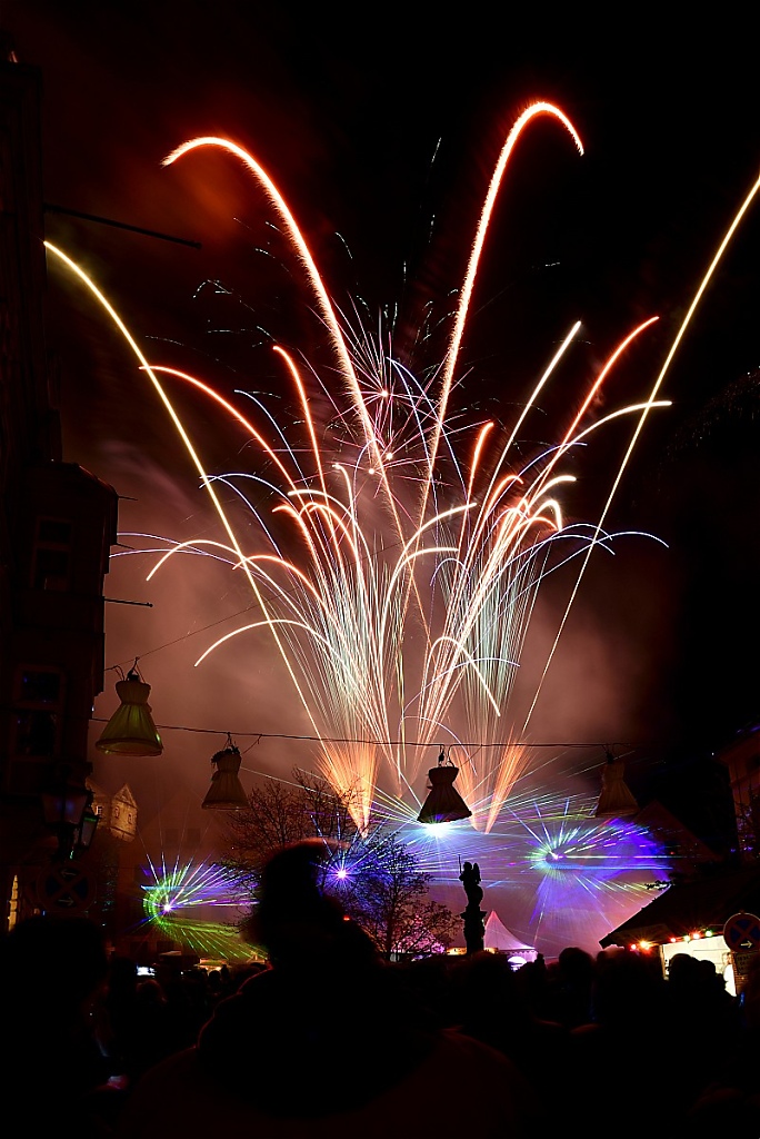 Kronach Marktplatz Feuerwerk