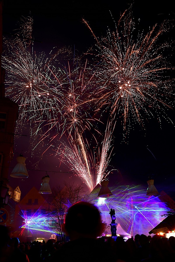 Kronach Marktplatz Feuerwerk