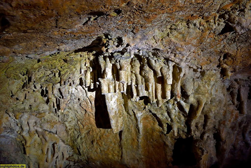 Mallorca Tropfsteinhöhle Avenc de Son Pou. Stalagtiten