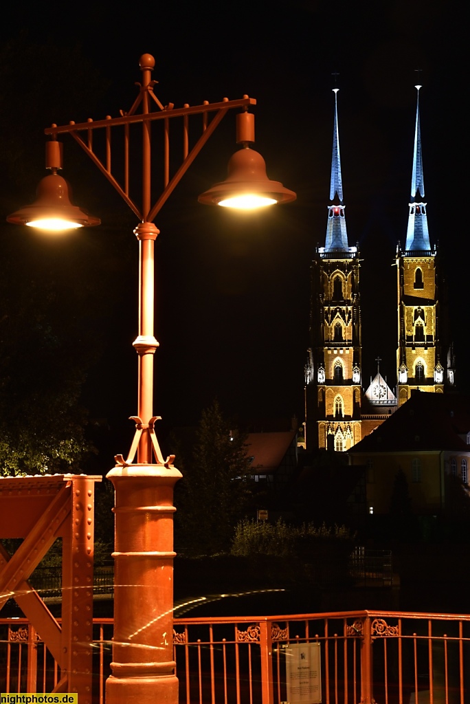 Wrocław Breslau Sandbrücke most Piaskowy vor dem Breslauer Dom Archikatedra św Jana Chrzciciela