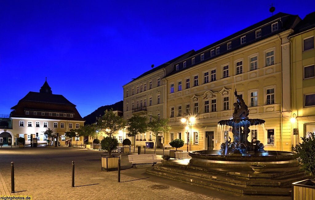 Bad Schandau Marktplatz mit Haus des Gastes und Sendigbrunnen