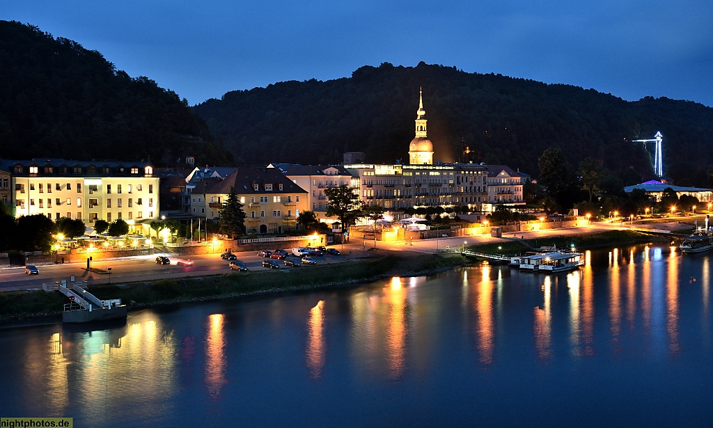 Bad Schandau Panorama Skyline Elbkai Hotels St Johanniskirche Toskanatherme Personenaufzug von 1904