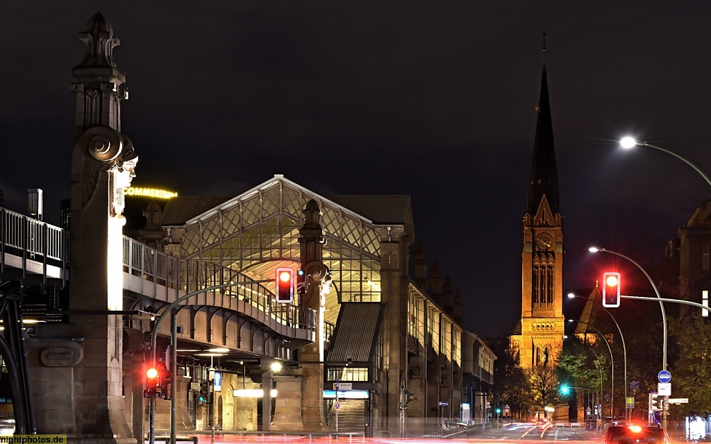 Berlin Schöneberg Bahnhof Bülowstrasse eröffnet 1902 mit Lutherkirche erbaut 1891-1894