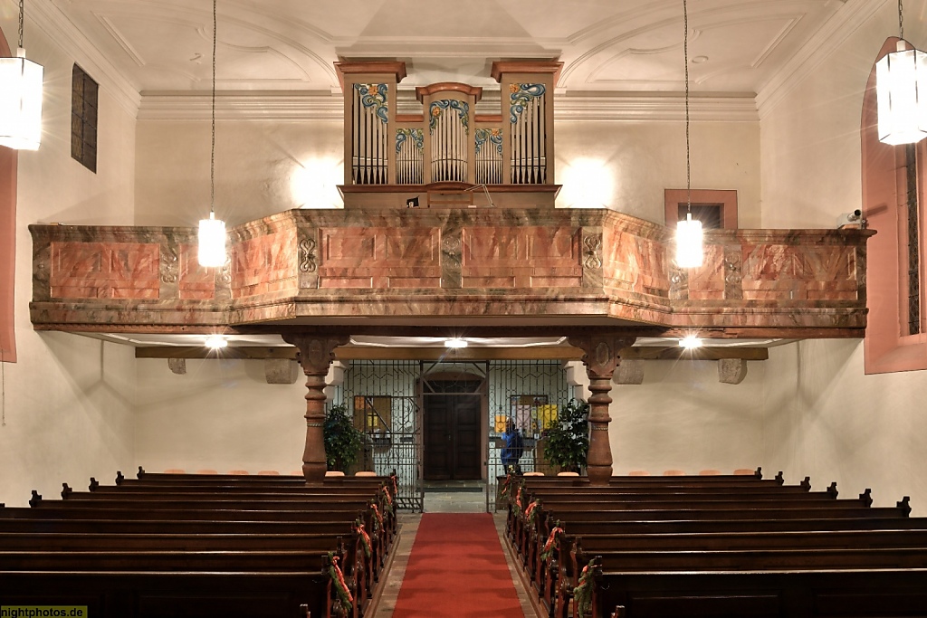 Fulda Florenberg Wehrkirche Heilige Flora und Heiliger Kilian Erstbau 900 Letzter Wiederaufbau 1511-1515 Orgelempore Brüstung von 1696