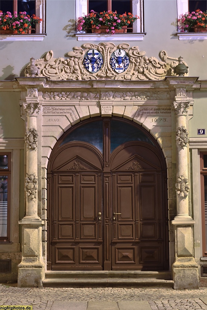 Pirna Altstadt Volckamer-Haus erbaut um 1500 mit Barockportal von 1673