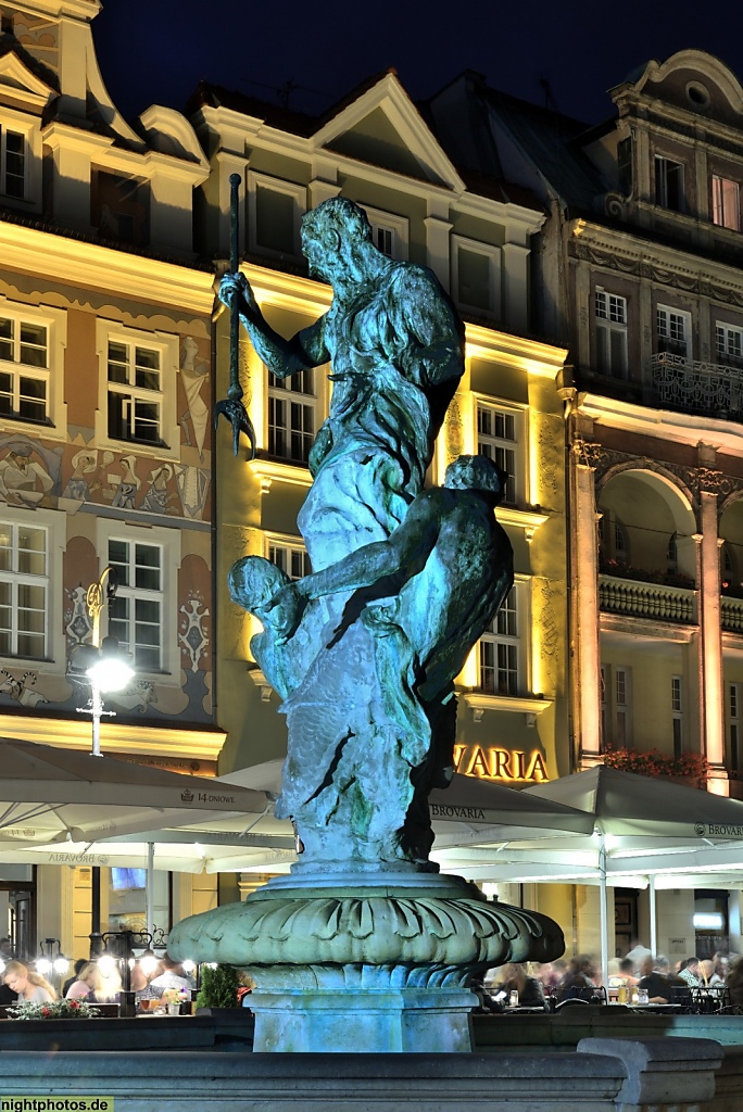 Poznan Alter Markt Stary Rynek Nordseite Mars-Brunnen Fontanna Neptuna