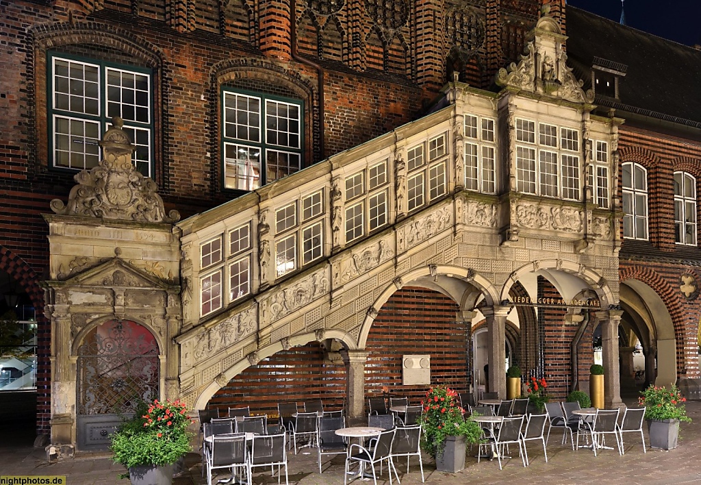 Lübeck Rathaus erbaut ab 1230 Prunktreppe erbaut 1594 von Robert Coppens als Zugang zum Neün Gemach später als Kriegsstube bezeichnet