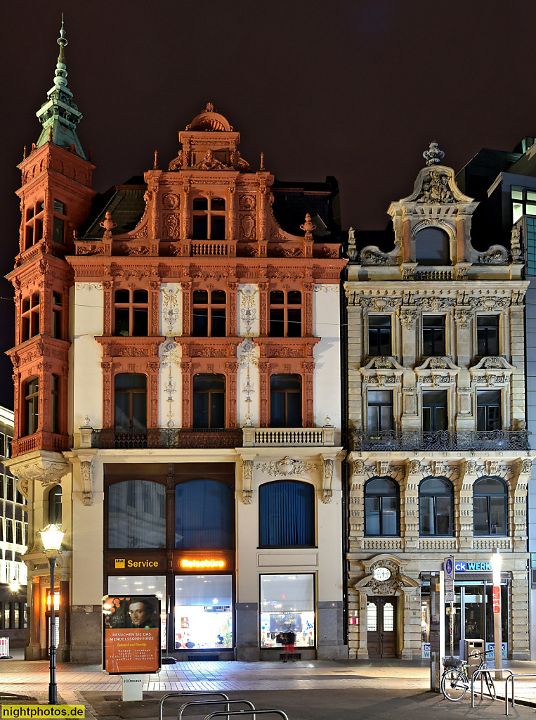 Leipzig Wohn- und Geschäftshaus erbaut 1887-1888 von Gustav Strauss für Carl Schwarzburger (rechts). Historistische Fassadengestaltung mit Renaisssanceelementen und Barockelementen. Petersstrasse 46
