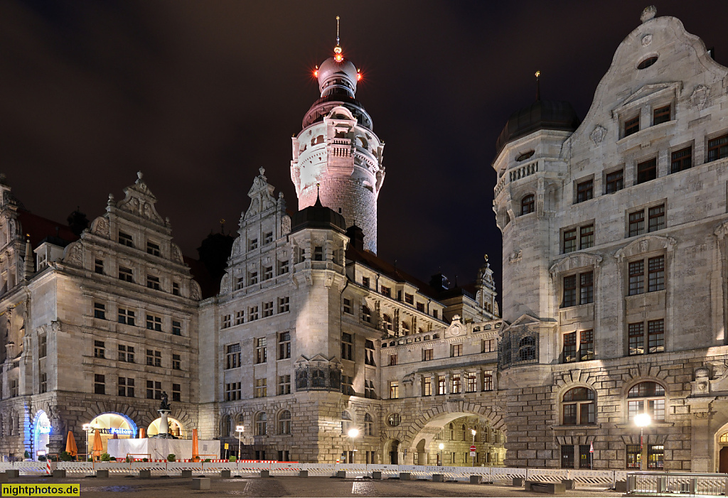 Leipzig Neues Rathaus erbaut 1899-1905. Rechts Stadthaus erbaut 1908-1912. Beide erbaut von von Hugo Licht