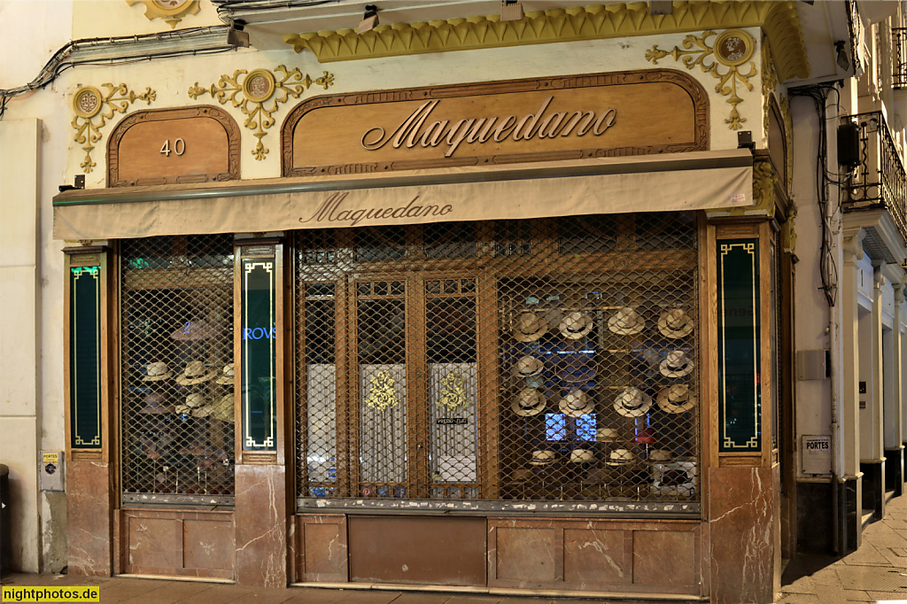 Sevilla Hutgeschäft Sombrerería Maquedano in der Calle Sierpes 40. Geschäft gegründet 1910
