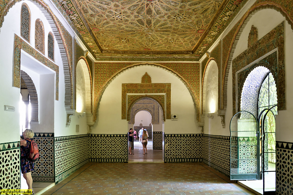 Real Alcázar de Sevilla. Königspalast. Erbaut ab 1364 für Pedro I. in Mudéjar Stil. Palacio del Rey Don Pedro i. Salón del Techo de Felipe II