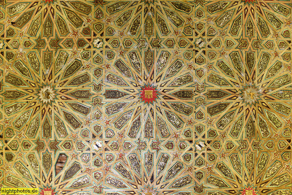 Real Alcázar de Sevilla. Königspalast. Erbaut ab 1364 für Pedro I. in Mudéjar Stil. Palacio del Rey Don Pedro i. Salón del Techo de Felipe II. Decke