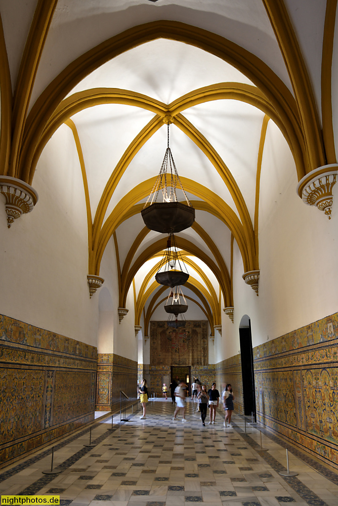 Real Alcázar de Sevilla. Königspalast. Erbaut ab 1364 für Pedro I. in Mudéjar Stil. Palacio Gótico. Sala de las Bóvedas. Gewölbehalle