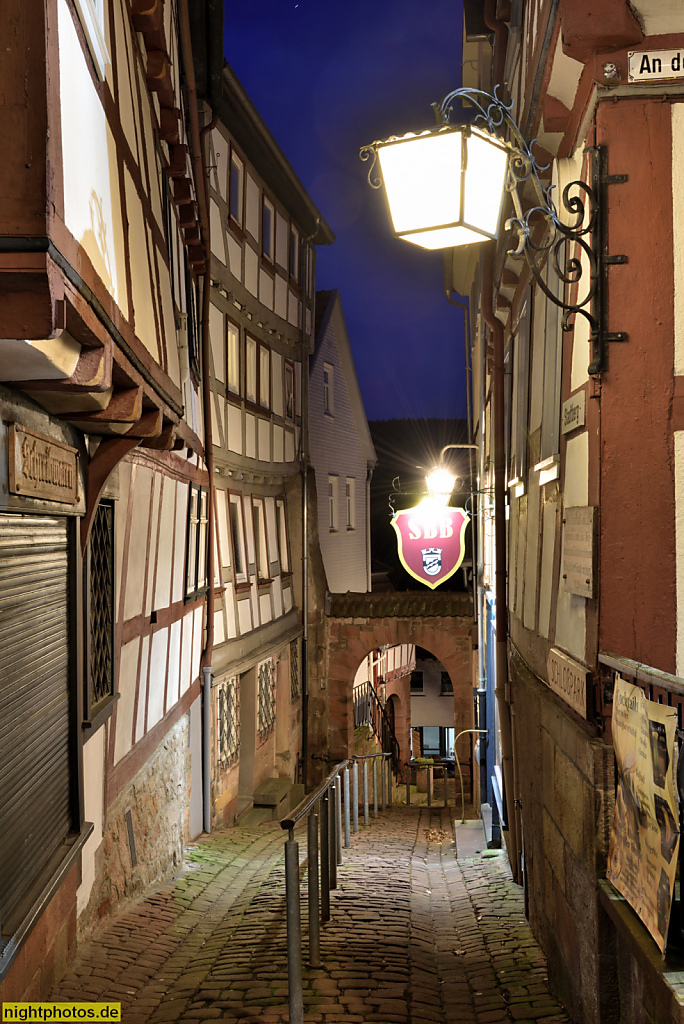 Schlitz Altstadt Stadtberg ehemaliges Torgässchen mit Niedertor als Sandsteinbogen rekonstruiert 1930