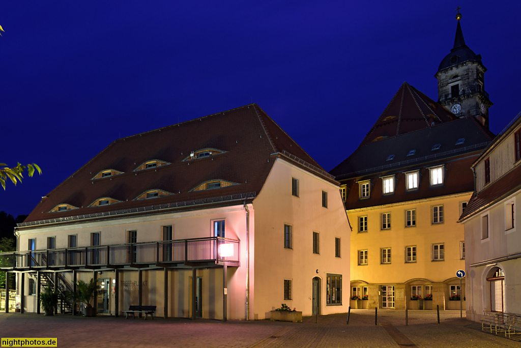 Königstein Sachsen Touristinformation erbaut als Wohnhaus im 18. Jahrhundert. Pirnaer Strasse 2 Ecke Hainstrasse