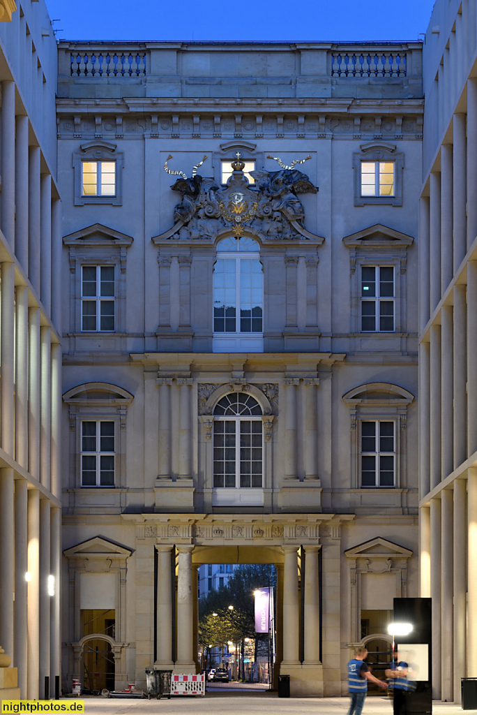 Berlin Mitte Humboldt Forum. Rekonstruktion von Architekt Franco Stella 2020. Erbaut als Berliner Schloss von Andreas Schlüter 1698-1713. Eosanderhof
