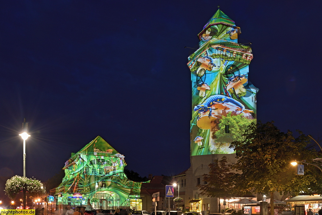 Berlin Frohnau Casinoturm und S-Bahnhof erbaut 1908-1910 als Kasino mit Aussichts-Wasserturm von Architektengemeinschaft Gustav Hart und Alfred Lesser. Ludolfingerplatz 1-3