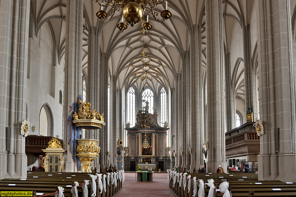 Görlitz St. Peter und Paul Kirche erbaut 1425-1497 von Conrad Pflüger. Urban Laubanisch. Blasius Börer. Spätgotisches Mittelschiff mit Pfeilern unter Netz- und Sternrippengewölbe