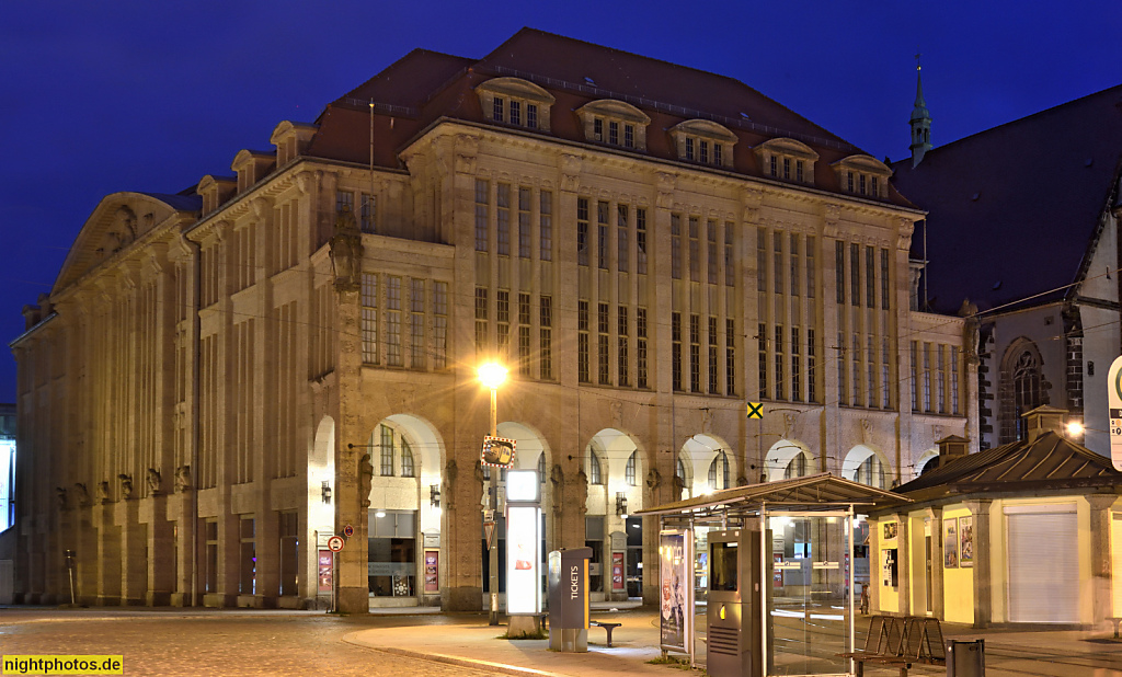 Görlitz. Demianiplatz. Kaufhaus Görlitz erbaut 1912-1913 als 'Kaufhaus zum Strauss' von Carl Schmanns in Stahlskelettbauweise mit Jugendstilfassade nach Vorbild Alfred Messels Berliner Wertheim