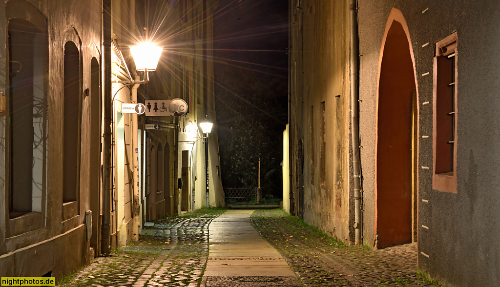 Görlitz. Apothekergasse bebaut im 16. Jahrhundert. Granitpflaster