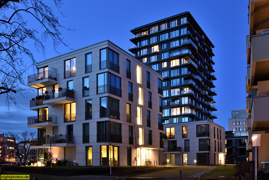 Berlin Mitte Hansaviertel. Wohnanlage Oasis Berlin erbaut 2020 von tchoban voss Architekten. Städtebauliche Konzeption von Staab Architekten. Bachstrasse Ecke Altonaer Strasse am Schleswiger Ufer