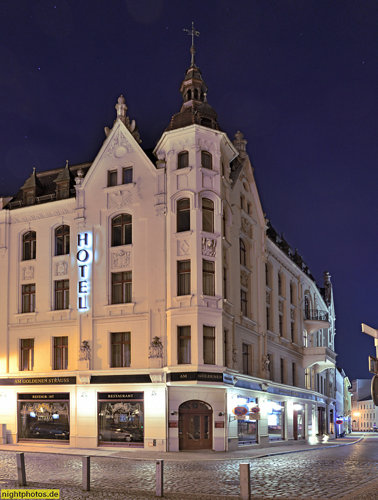 Görlitz. Hotel am Goldenen Strauss. Erbaut 1900-1902 als Wohn- und Geschäftshaus für Finster und Hoffmann. Struvestrasse 1 Ecke Marienplatz 3