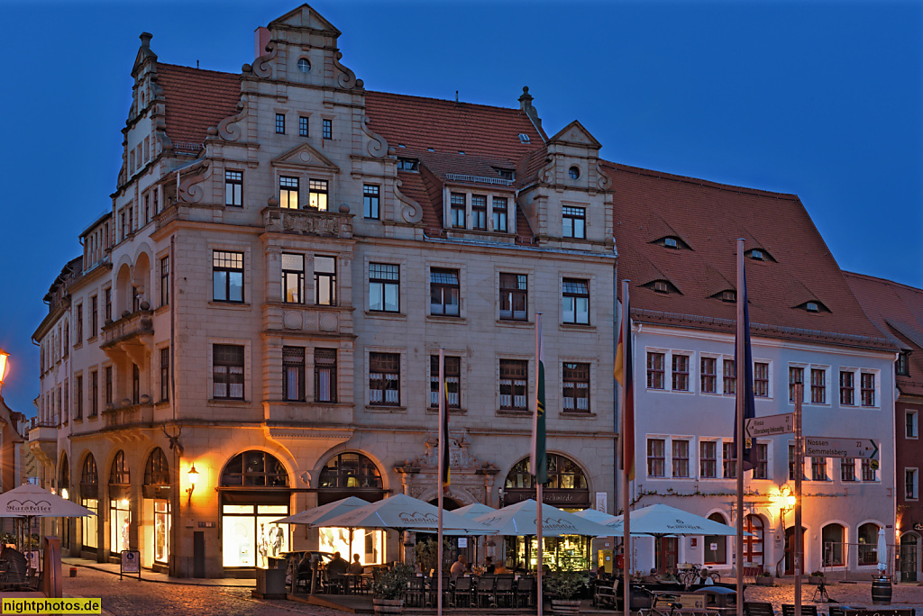 Meißen. Hirschhaus. Gasthaus Zum Roten Hirsch. Wohn- und Geschäftshaus erbaut 1624 in Neurenaissance. Renoviert 1901. Markt 2