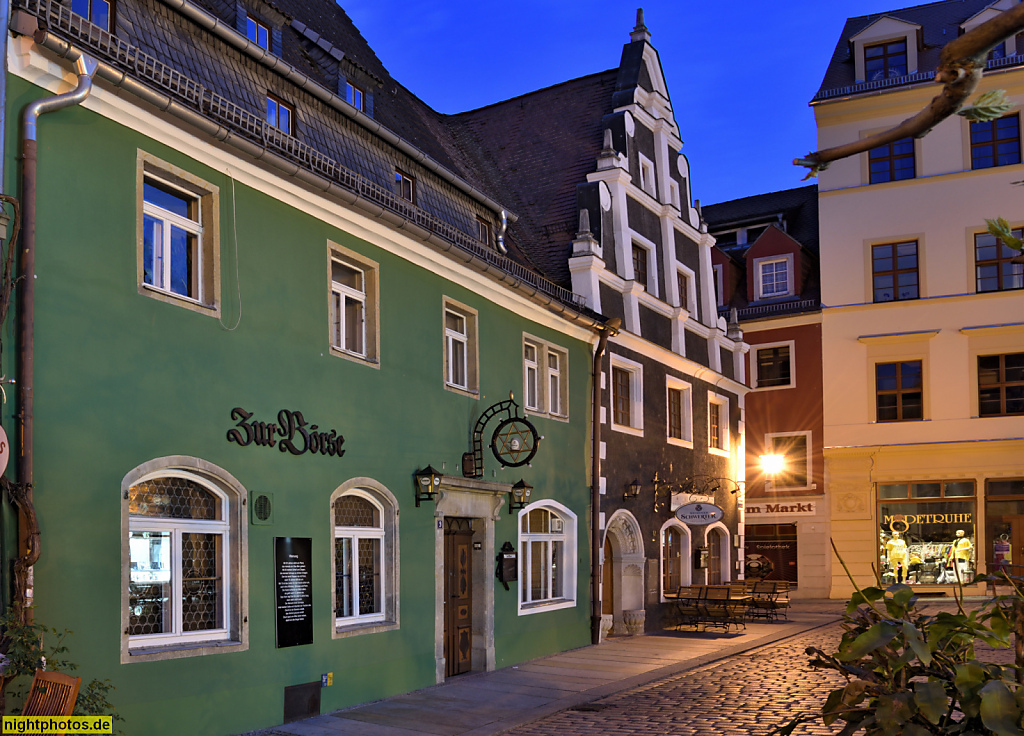 Meißen. Altstadt. Wohnhaus mit Gaststätte 'zur Börse' am Kleinmarkt 9 erbaut im frühen 19. Jahrhundert