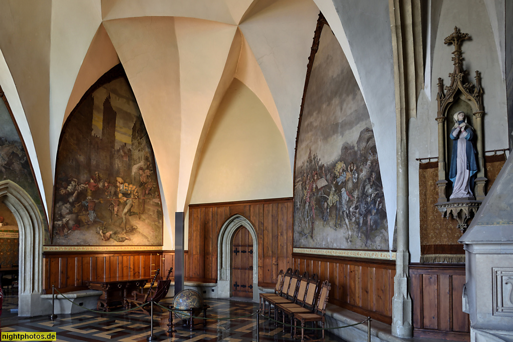 Meissen. Erstes Kurfürstenzimmer von Johann Georg I. von Sachsen mit Zellengewölbe. Albrechtsburg gegründet 929-931 von König Heinrich I. Erbaut 1471 durch Baumeister Arnold von Westfalen