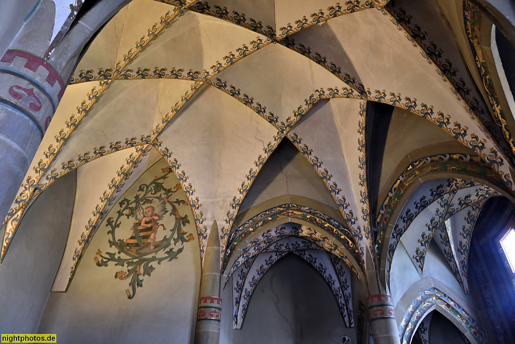 Meissen. Zellengewölbe in der Kleinen Appellationsstube mit Wand- und Deckenmalerei. Albrechtsburg gegründet 929-931 von König Heinrich I. Erbaut 1471 durch Baumeister Arnold von Westfalen