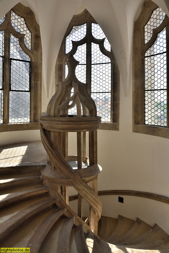 Meissen. Grosser Wendelstein im 3. Obergeschoss der Albrechtsburg. Gegründet 929-931 von König Heinrich I. Erbaut 1471 durch Baumeister Arnold von Westfalen