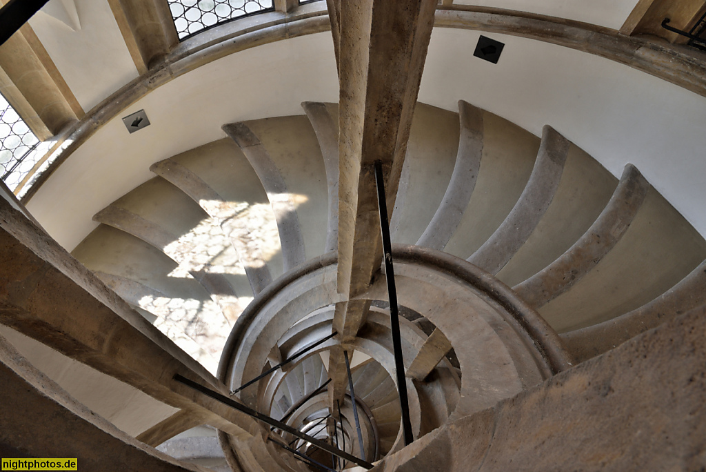 Meissen. Grosser Wendelstein im 3. Obergeschoss der Albrechtsburg. Gegründet 929-931 von König Heinrich I. Erbaut 1471 durch Baumeister Arnold von Westfalen