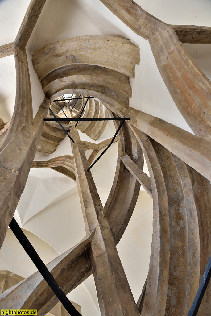 Meissen. Grosser Wendelstein im Erdgeschoss der Albrechtsburg. Gegründet 929-931 von König Heinrich I. Erbaut 1471 durch Baumeister Arnold von Westfalen