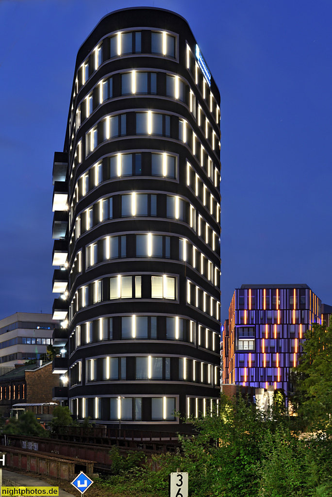 Berlin Schöneberg. Deutsche Energie-Agentur und NBB Netzgesellschaft. Bürogebäude erbaut 2019-2021 von EUREF Consulting unter Johannes Tücks als Haus 1-2 des EUREF Campus. Torgauer Strasse 1