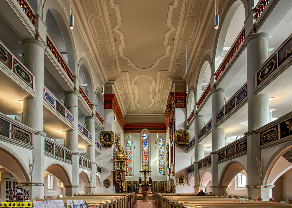Eisenach. Georgenkirche. Evangelische Stadtpfarrkirche erbaut ab 1515 als gotische Hallenkirche. Barocke Innenausstattung. Emporen