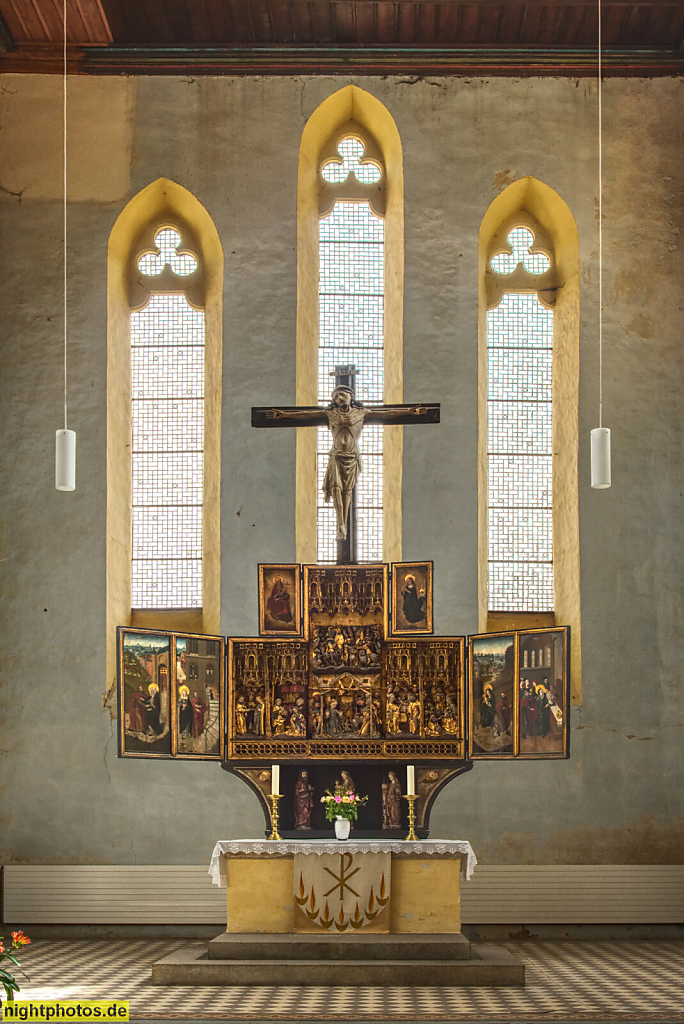 Wernigerode. Stiftskirche St. Sylvestri am Klint. Erbaut im 10. Jhdt. Umbau zur romanischen Basilika 1265. Umbau neugotisch 1880-1886. Altar