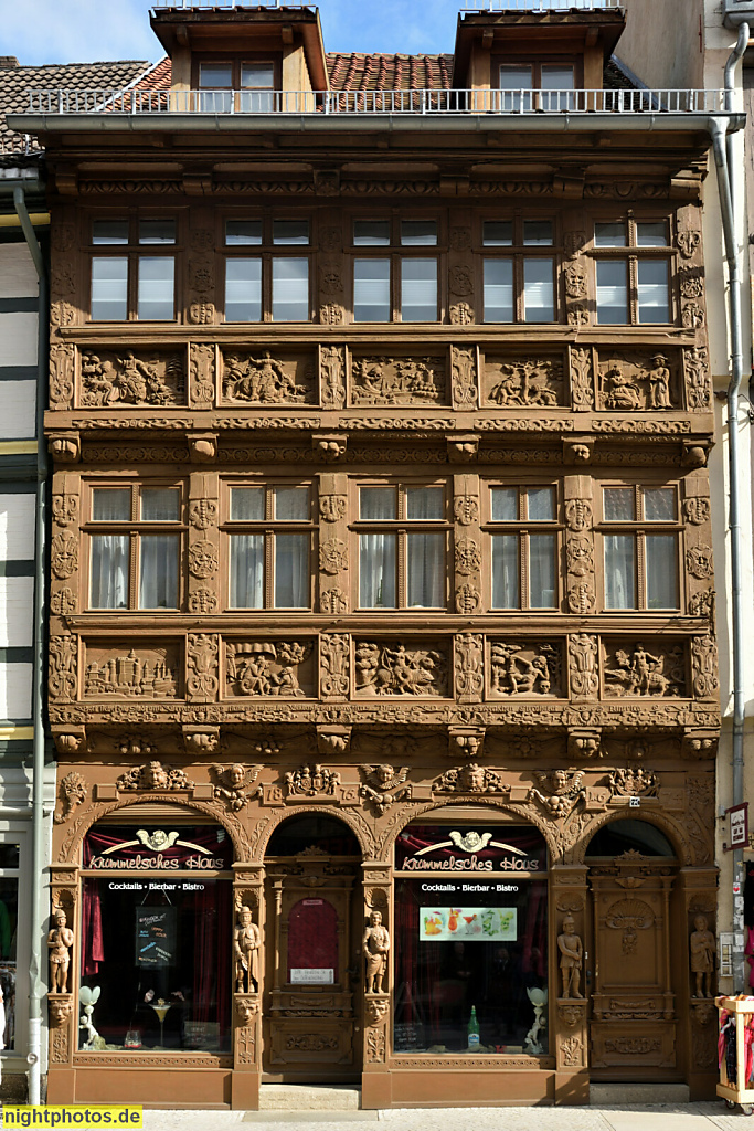 Wernigerode. Krummelsches Haus. Erbaut 1674 von Heinrich Krummel. Schnitzwerk von Wilhelm Gerlitz 1875. Breite Strasse 72