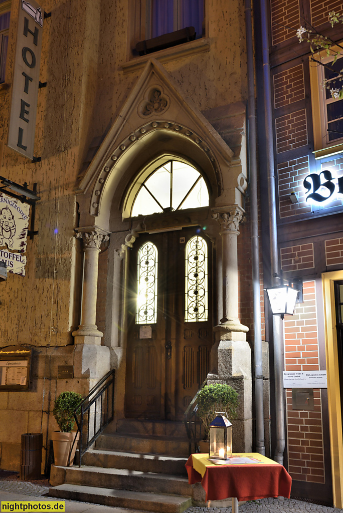 Wernigerode. Restaurant 'Altwernigeröder Kartoffelhaus' und Hotel seit 1996. Erbaut 1888-1890 durch August Niewerth für die Reichspost als Hauptpostamt