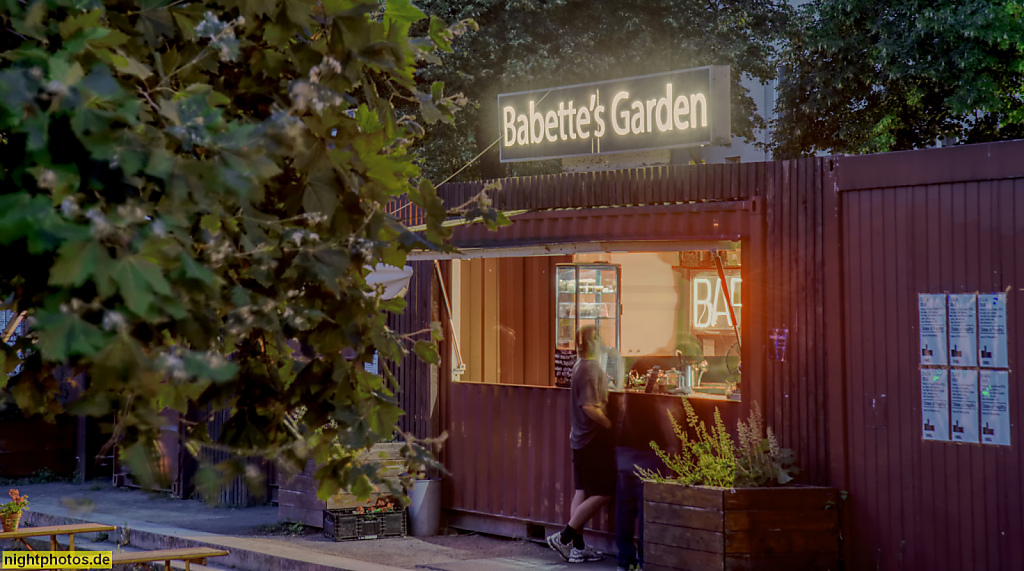 Berlin Neukölln. Babette's Garden. Biergarten auf dem ehemaligen Gelände der Kindl Brauerei. Am Sudhaus 3