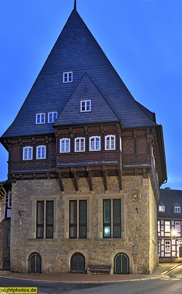 Goslar. IHK. Erbaut 1501 als Bäckergildehaus der Goslarer Bäckermeister. Steinerner Saalbau. Aufstockung Fachwerk 1557. Marktstrasse 45