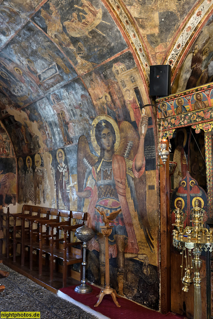 Griechenland Rhodos Asklipio. Griechisch-orthodoxe Marienkirche 'Kimisis tis Theotokou'. Erbaut 13.-14. Jhdt. Wandmalereien (Fresken) erschaffen 1646 und 1677