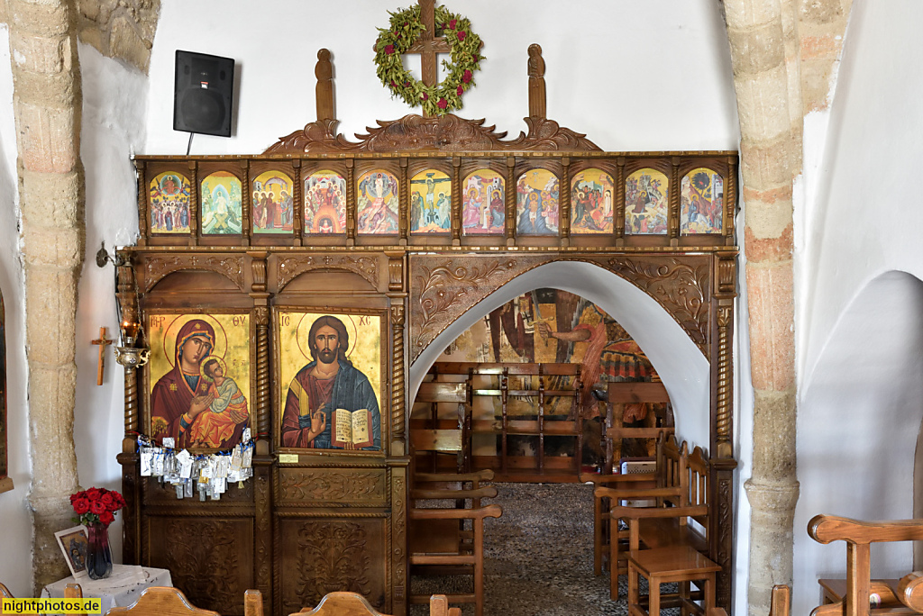 Griechenland Rhodos Asklipio. Griechisch-orthodoxe Marienkirche 'Kimisis tis Theotokou'. Erbaut 13.-14. Jhdt. Ikonostase