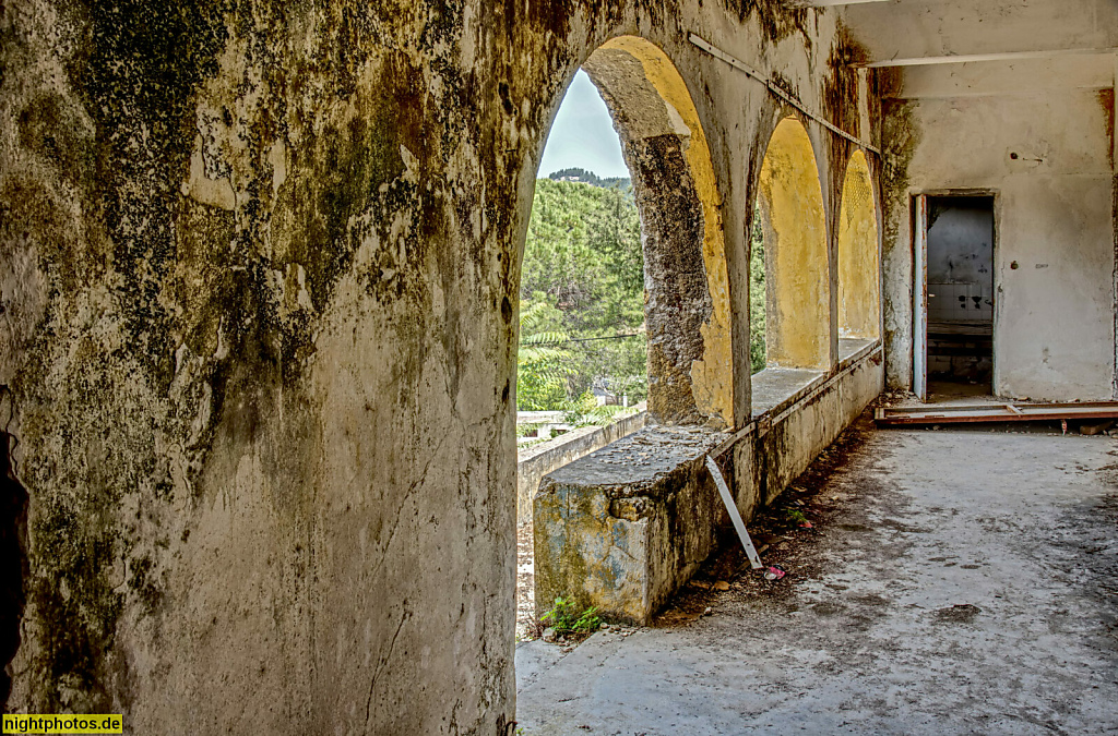 Griechenland Rhodos Agia Eleousa. Erbaut 1935 als Campochiaro unter italienischer Besatzung. Governeur 1935 Mario Lago. Ab 1936 Cesare Maria de Vecchi. TBC-Lungenklinik und Sanatorium 'Queen Frederica' ärztliche Leitung Emmanuel G. Kostaridis bis 1970