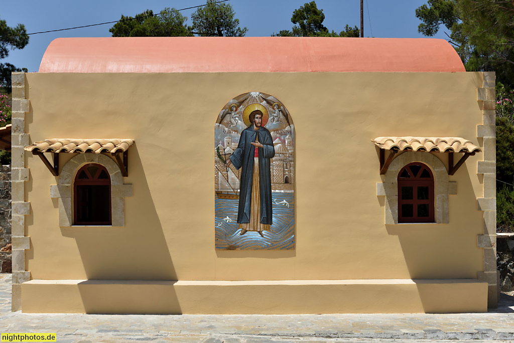 Rhodos. Laerma. Kloster Moni Thari. Byzantinisch erbaut im 14.-16.Jahrhundert. Verlassen nach 1916. Erneut bewohnt seit 1989. Souvenirladen