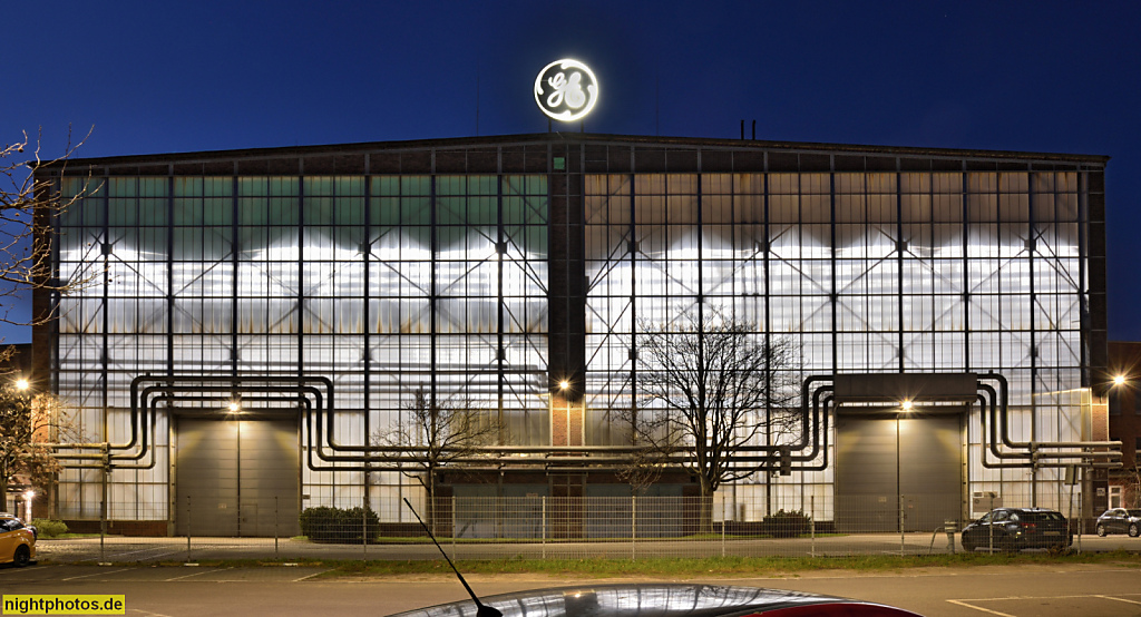 Berlin Wilhelmsruh. GE Power Conversion. Produktionshalle. Erbaut 1950-1952 als Turbinenbauhalle des VEB Bergmann-Borsig. Hertzstrasse 68-70
