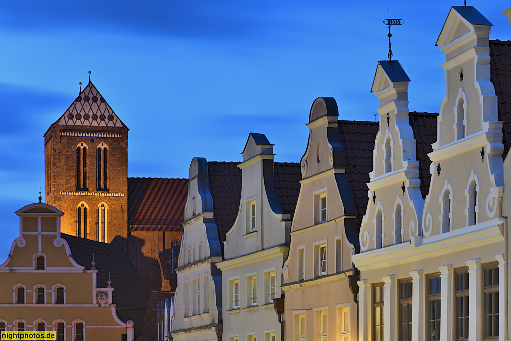 Wismar. Giebelhäuser in der Krämerstrasse. Erbaut um 16. Jahrhundert