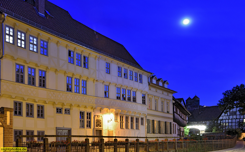 Quedlinburg. Wohnhaus erbaut 1675 von Zimmermeister Hans Reule in Fachwerk. Word 1-2