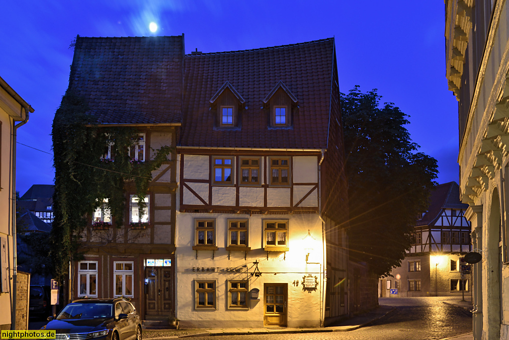 Quedlinburg. Wohnhaus erbaut 1660. Fachwerk. Hohe Strasse 19
