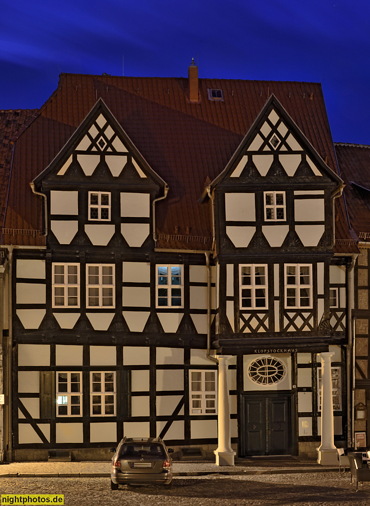Quedlinburg. Klopstock-Museum. Geburtshaus v Dichter Friedrich Gottlieb Klopstock erbaut um 1560 als Wohnhaus. Fachwerk. Schlossberg 12
