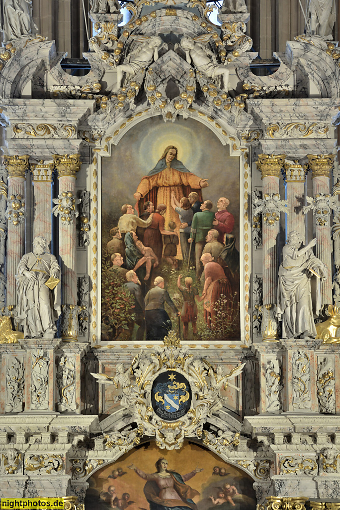 Erfurt. Dom St. Marien erbaut seit 1154. Umbau gotisch 1280-1307. Umbau und Vergrösserung zu gotischer Hallenkirche 1455. Hochaltar erschaffen 1697-1707 von Holzbildhauer Johann Andreas Gröber